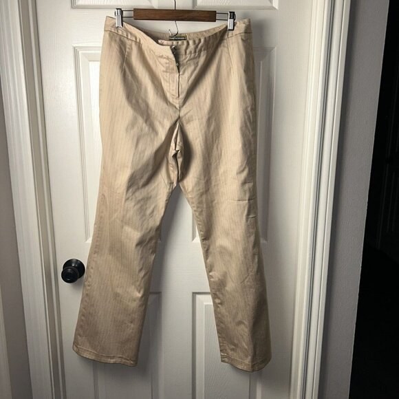 Allen B Schwartz ABS Tan Pin Striped Two Piece Blazer Suit Pant Set Size 14 - Picture 11 of 16